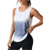 imageOYOANGLE Womens Ombre Sports Tank Top Breathable Sleeveless Mesh Workout Top Athletic Gym ShirtsWhite and Blue