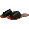 imageOYOANGLE Womens PU Leather Open Toe Flat Sandals Single Band Summer Casual Slip on SlidesBlack and Brown