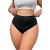 imageOYOANGLE Womens Plus Size Seamless Thongs Mid Rise No Show Cheeky Underwear Breathable Comfy PantiesBlack