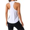 imageOYOANGLE Womens Racerback Sports Tank Top Crew Neck Sleeveless Workout Tops Athletic Yoga Running ShirtsWhite