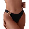 imageOYOANGLE Womens Ring Linked Bikini Bottoms High Cut Bathing Suit Swim Bottom SwimwearBlack