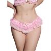 imageOYOANGLE Womens Satin Ruffle Panties Lace Trim Layered Silky Thongs Coquette Cheeky UnderwearPink