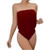 imageOYOANGLE Womens Tube Bodysuits Sleeveless Ruched Strapless Going Out Body SuitsBurgundy