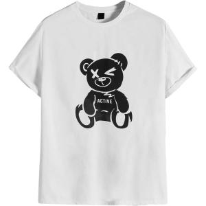 imageOYOANGLE Mens Summer Graphic Short Sleeve Crewneck TShirt Tee ShirtsWhite