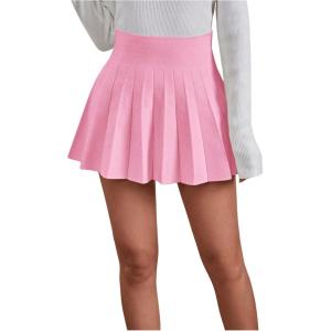 imageOYOANGLE Womens Glitter Sparkly Pleated Short Skirts Trendy Party Flared A Line Skater SkirtLight Pink