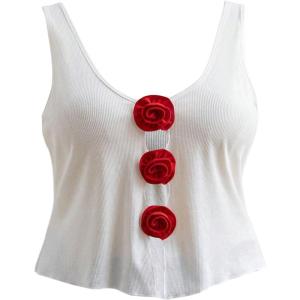 imageOYOANGLE Womens Plus Size Going Out Top 3D Floral Sleeveless Casual Summer Tank Top Y2KWhite