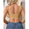 imageOYOANGLE Womens Front Closure Scalloped Wireless Bra Lightly Lined Medium Support Seamless BrasApricot
