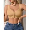 imageOYOANGLE Womens Front Closure Scalloped Wireless Bra Lightly Lined Medium Support Seamless BrasApricot
