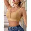 imageOYOANGLE Womens Front Closure Scalloped Wireless Bra Lightly Lined Medium Support Seamless BrasApricot