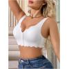 imageOYOANGLE Womens Front Closure Scalloped Wireless Bra Lightly Lined Medium Support Seamless BrasWhite