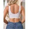 imageOYOANGLE Womens Front Closure Scalloped Wireless Bra Lightly Lined Medium Support Seamless BrasWhite