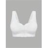 imageOYOANGLE Womens Front Closure Scalloped Wireless Bra Lightly Lined Medium Support Seamless BrasWhite