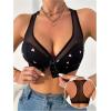 imageOYOANGLE Womens Heart Print Mesh Front Closure Wireless Bra Comfortable No Underwired Racerback BrasBlack