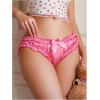 imageOYOANGLE Womens Satin Panties Cute Bow Frill Trim Briefs Comfortable Mid Rise No Show UnderwearPink