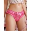 imageOYOANGLE Womens Satin Panties Cute Bow Frill Trim Briefs Comfortable Mid Rise No Show UnderwearPink