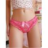 imageOYOANGLE Womens Satin Panties Cute Bow Frill Trim Briefs Comfortable Mid Rise No Show UnderwearPink