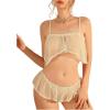 imageOYOANGLE Womens 2 Piece Mesh Sheer Bra and Panty Set See Through Crotchless Lingerie Outfits SleepwearWhite