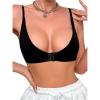 imageOYOANGLE Womens Front Close Bra Wireless Sexy Comfortable Seamless Bras No Padding BraletteBlack