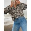 imageOYOANGLE Womens Cheetah Print Button Down Blouse Long Sleeve Collared Shirts Leopard Casual Loose Work TopsMulticolor
