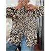 imageOYOANGLE Womens Cheetah Print Button Down Blouse Long Sleeve Collared Shirts Leopard Casual Loose Work TopsMulticolor
