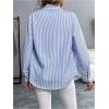 imageOYOANGLE Womens Embroidered Striped Button Down Shirts Long Sleeve Collared Shirt Office Work Classy BlouseBlue and White