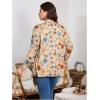 imageOYOANGLE Womens Plus Size Boho Floral Print Long Sleeve Open Front Kimono Lightweight Asymmetrical CardiganKhaki