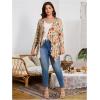 imageOYOANGLE Womens Plus Size Boho Floral Print Long Sleeve Open Front Kimono Lightweight Asymmetrical CardiganKhaki