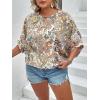 imageOYOANGLE Womens Plus Size Boho Tie Neck Half Sleeve Loose Blouse Summer Casual Shirt TopsMulticolor