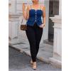 imageOYOANGLE Womens Plus Size Button Up Denim Cami Top Spaghetti Strap Fitted Jean TopsBlue