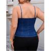 imageOYOANGLE Womens Plus Size Button Up Denim Cami Top Spaghetti Strap Fitted Jean TopsBlue