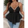 imageOYOANGLE Womens Plus Size Cami Casual Spaghetti Strap V Neck Asymmetrical Hem Tank TopBlack Solid