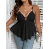 imageOYOANGLE Womens Plus Size Cami Casual Spaghetti Strap V Neck Asymmetrical Hem Tank TopBlack Solid