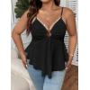 imageOYOANGLE Womens Plus Size Cami Casual Spaghetti Strap V Neck Asymmetrical Hem Tank TopBlack Solid