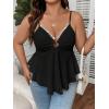 imageOYOANGLE Womens Plus Size Cami Casual Spaghetti Strap V Neck Asymmetrical Hem Tank TopBlack Solid