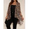 imageOYOANGLE Womens Plus Size Cheetah Print Kimono Cardigan Open Front Asymmetrical Hem Beach Cover UpBrown