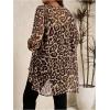 imageOYOANGLE Womens Plus Size Cheetah Print Kimono Cardigan Open Front Asymmetrical Hem Beach Cover UpBrown