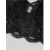 imageOYOANGLE Womens Plus Size Criss Cross Lace Bralette Scallop Trim V Neck No Padding Longline BrasBlack