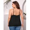 imageOYOANGLE Womens Plus Size Embroidery Mesh Sleeveless Spaghetti Straps Tops Solid Plain Elegant Cami TopsBlack