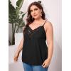 imageOYOANGLE Womens Plus Size Embroidery Mesh Sleeveless Spaghetti Straps Tops Solid Plain Elegant Cami TopsBlack