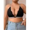 imageOYOANGLE Womens Plus Size Floral Lace Front Closure Bras Rhinestone Backless Wireless Padded BralettesBlack