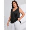 imageOYOANGLE Womens Plus Size Floral Lace Scallop Trim Tank Top V Neck Sleeveless Summer Solid TopsBlack