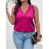 imageOYOANGLE Womens Plus Size Floral Lace Scallop Trim Tank Top V Neck Sleeveless Summer Solid TopsHot Pink