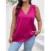 imageOYOANGLE Womens Plus Size Floral Lace Scallop Trim Tank Top V Neck Sleeveless Summer Solid TopsHot Pink