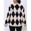 imageOYOANGLE Womens Plus Size Geo Print Open Front Cardigan Sweater Drop Shoulder Work Dressy Knit Sweater CoatKhaki