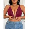 imageOYOANGLE Womens Plus Size Lace Front Closure Bra High Support V Neck No Padding Wireless Bras Comfortable BraletteRose Red