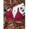 imageOYOANGLE Womens Plus Size Lace Front Closure Bra High Support V Neck No Padding Wireless Bras Comfortable BraletteRose Red