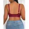 imageOYOANGLE Womens Plus Size Lace Front Closure Bra High Support V Neck No Padding Wireless Bras Comfortable BraletteRose Red