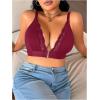 imageOYOANGLE Womens Plus Size Lace Front Closure Bra High Support V Neck No Padding Wireless Bras Comfortable BraletteRose Red