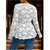imageOYOANGLE Womens Plus Size Lace Sheer Long Sleeve Blouse V Neck Scallop Trim Ruffle Peplum TopsApricot