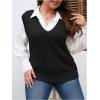 imageOYOANGLE Womens Plus Size Pullover Ribbed Solid Color Cable Knit Vest Top Sleeveless Stretch Sweater VestBlack